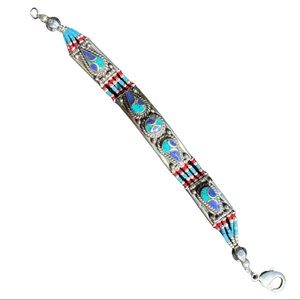 BRACELET Sterling Silver Turquoise Coral Handmade